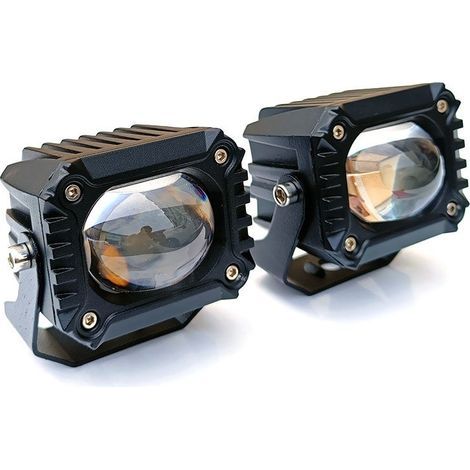 2pcs 2,8 pouces cube LED projecteur, double couleur 4 mode blanc/ambre hors route lumières de conduite projecteur lampes de brouillard 8D LED lumière de travail 12V 24V (1/5)