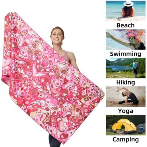 Serviette de Plage - Microfibre - Rouge - Anti Sable - Séchage Rapide - 70x140cm (1/4)