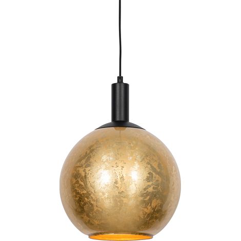 Design Pendant Light Black with Gold Glass - Bert