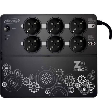 Onduleur off-line INFOSEC Z3 ZenBox EX 500 500 VA noir 6 prises FR/Schuko protégées (1/3)