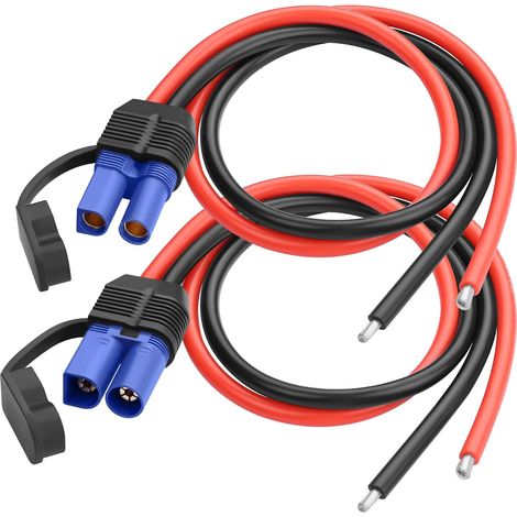 Câble connecteur EC5, adaptateur fiche banane EC5 mâle femelle 10 AWG 50 A 24 V pour batterie de voiture télécommandée, 1 paire, 50 cm (1/5)