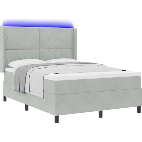 Maison Exclusive - Boxspringbett mit Matratze mit LED Hellgrau 14