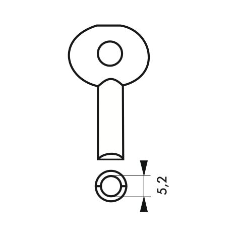 Vorhängeschloss-Schlüssel 5,2 mm THIRARD - Halbmond - 010001