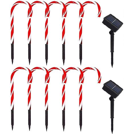 Luces solares para bastones, 10 unidades, luces para bastones de festival, luces solares multifuncionales para decoración de árboles de Navidad y suelo. (1/2)