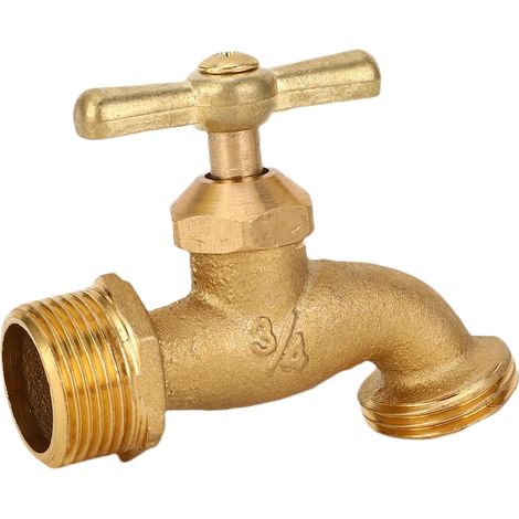 Robinet de Jardin, Vanne d'Arrosage 3/4 Pouce, Robinet Extérieur en Laiton Robust avec Poignée en Zinc, Filetage Mâle G3/4 pour Tuyau Cuivre, Tuyau d'Arrosage, Système (1/5)