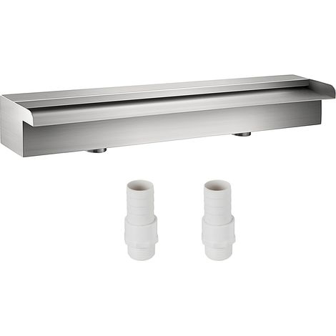 Fontaine de la Piscine, Étang Argent en Acier Inoxydable 304 Cascade Bassin Extérieur 60 x 11.5 x 8 cm avec 2 Conduits d'eau pour Durer et Ajoutant une Touche à Votre Étang ou Votre Piscine (1/5)