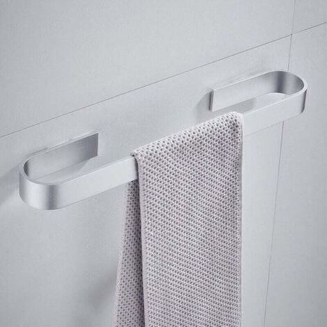 (Argent, 40 cm) Porte-serviettes mural sans perforation, rails antirouille, serviettes de bain, porte-vêtements, porte-serviettes de cuisine (1/4)