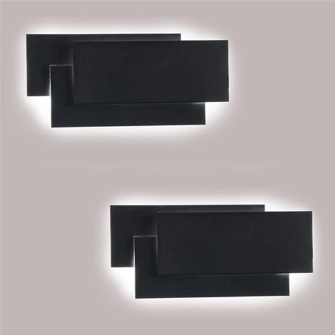 LED Wandleuchten Innen, 24W Moderne Aluminium Wandbeleuchtung, Wandlampe für Wohnzimmer Schlafzimmer Treppenhaus Flur Schwarz + Kaltes Weiß 2PCS