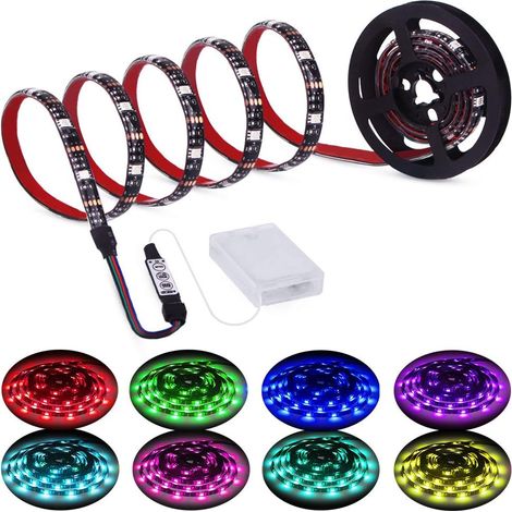 Bande LED RGB à piles étanche, corde lumineuse flexible maison extérieur (1/5)
