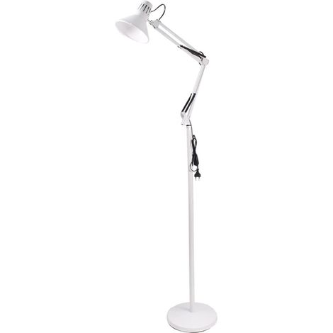 Lampada a piantana da terra con braccio orientabile luce da lettura in metallo per salotto di colore bianco (1/5)