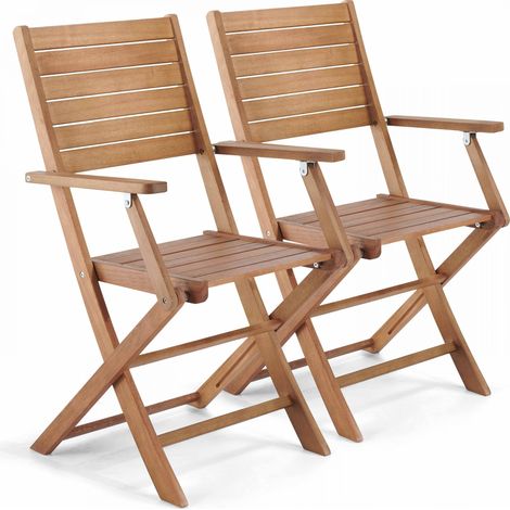Lot de 2 fauteuils en bois d'eucalyptus