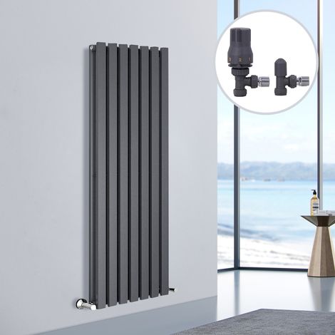 Designer Radiator D Shape Flat Panel Rad Central Heating Rads 1600x480mm Double Anthracite (1/5)
