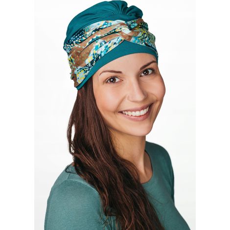 Turbante primaverile da donna Lena 024-455, sciarpa morbida adatta anche dopo la chemioterapia. (1/5)