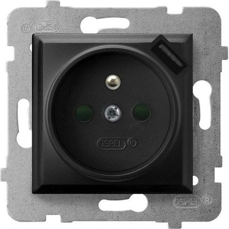 Ospel Aria GP-1UZPUSB Schwarz Metallisch Unterputz Steckdose