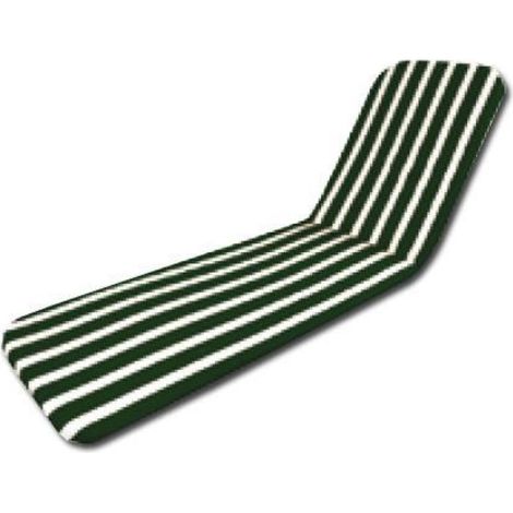 Cojín para tumbona de playa 185x55x2,5cm fabricado en poliéster y algodón color verde y blanco