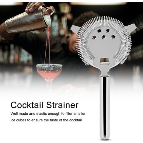 Passoire à cocktails en acier inoxydable pour shaker, filtrer les boissons glacées et mélanger, idéale pour les bars, les clubs et les fêtes (argenté) (1/5)