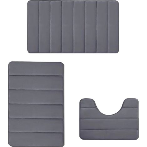 Juego de 3 alfombrillas de baño, de espuma viscoelástica, antideslizantes y absorbentes, para ducha y aseo. (1/5)