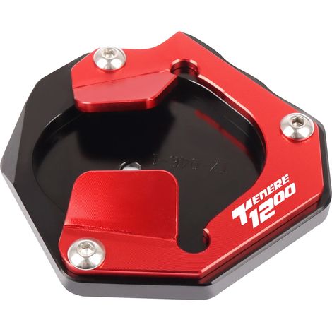 Béquille latérale CNC compatible avec Yamaha XT 1200 Z Super Ténéré 1200 XT1200Z XT1200ZE (rouge avec logo) - Plaque d'extension et coussinet Maxpower (1/4)