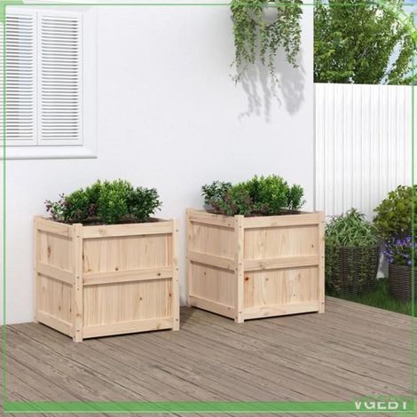Jardinière d'extérieur - FAFEICY - 837425 - Bois de pin massif - 60x60x60 cm - Pack 2 pièces (1/5)