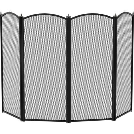 Stanton 4 Panel Fire Guard Fireplace Screen Fence, Black (1/5)