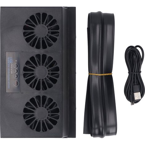 Ortviai Ventilateur d’Échappement Solaire pour Voiture – Noir, avec Chargement USB et 3 Sorties d’Air Indépendantes (1/5)