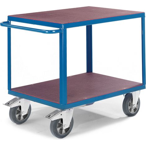 Rollcart Schwerer Tischwagen mit 2 Ladeflächen aus Siebdruckplatten 1600x800mm