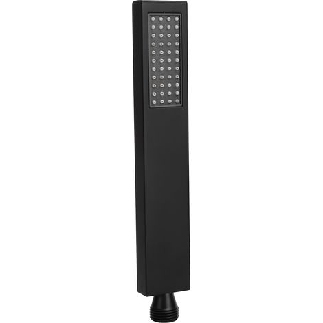 Douche à main carrée plate G1/2, pommeau en cuivre massif, pulvérisateur noir mat pour salle de bain, tête fixe compacte (1/5)