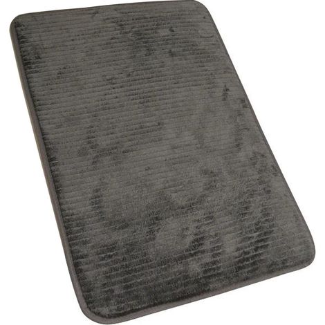 Tapis Antidérapant à Mémoire de Forme - Identités 817227, Idéal Comme Sortie de Bain, Sèche Rapid, 60 x 45cm - Gris