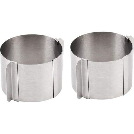 Set di 2 anelli da dessert in acciaio inox, stampi per mousse, biscotti e torte, anelli per pasticceria riutilizzabili di alta qualità - Crezuo