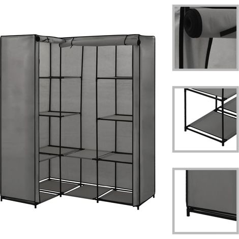 vidaXL Armadio Angolare Grigio 130x87x169 cm (1/5)