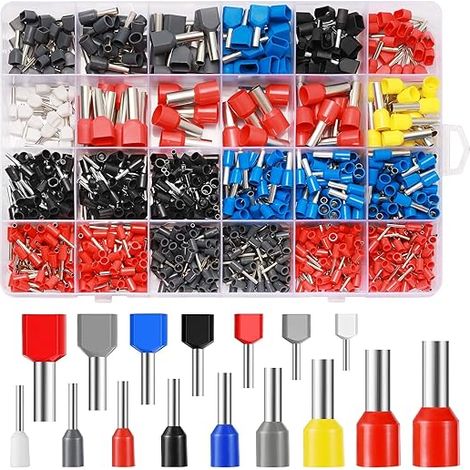 900 pièces d'embouts de fil, cosses et kits 0.5-16mm², embouts de câble à double isolation, connecteurs à sertir à embouts pour connexion de fils, pince d'électricien (1/5)