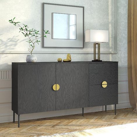 Buffet bas noir et or 160cm DIMITRI (1/4)