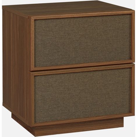 Mesita de noche efecto madera y tela con 2 cajones (1/5)