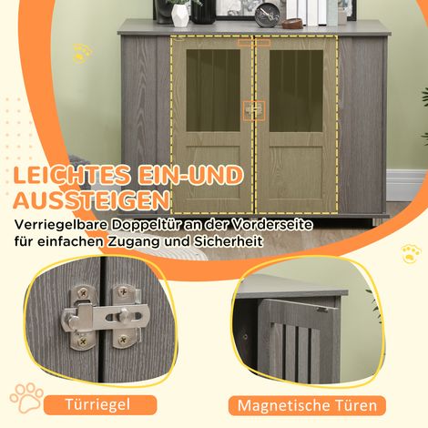 Cage pour chien intérieur, niche avec porte magnétique et fenêtre, verrou de sécurité, chenil spacieux pour très grand chien, gris (1/5)