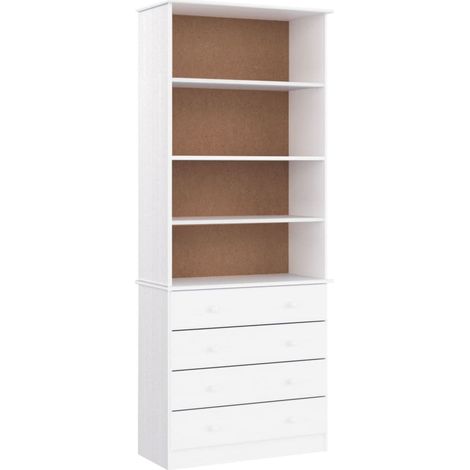 Maison Exclusive - Libreria con Cassetti ALTA Bianca 77x35x186,5 cm Massello Pino