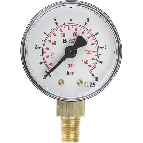 Manomètre RS PRO, 0bar à 10bar, Ø cadran 50mm ( Prix pour 1 )