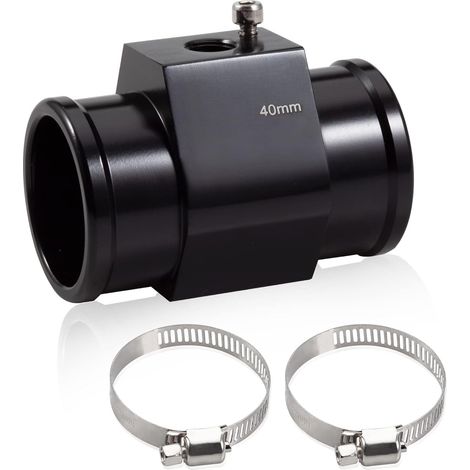Connecteur de tuyau en aluminium de 40 mm pour radiateur avec 2 colliers de serrage, jauge de température de l'eau, adaptateur de capteur de température de l'eau (1/4)