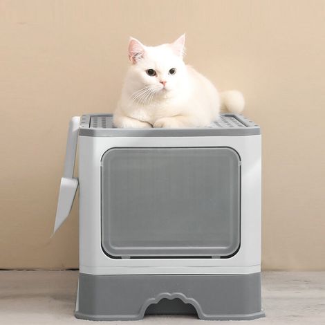 Katzentoilette – Geschlossenes Katzenklo – 50 x 35 x 38 cm – Grau