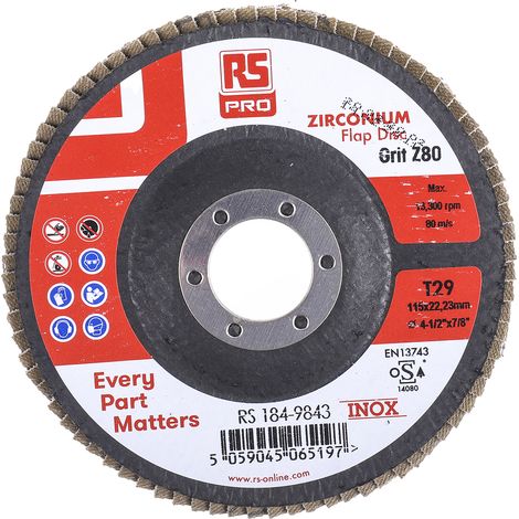 Disque abrasif RS PRO, P80, Ø 115mm ( Prix pour Paquet de 5 ) (1/3)