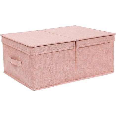 Faltbare Aufbewahrungsbox für Kleidung, Modell 2, rosa, mit Klappdeckel und Stoffbezug (1/5)