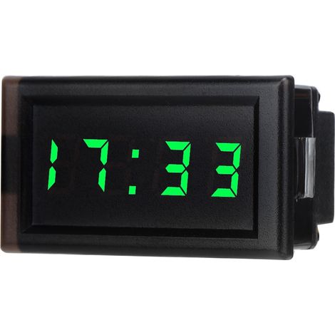 Horloge numérique LED étanche poussière pour voiture DC4.5-30V, affichage digital vert, horodateur auto électronique, compatible 12V/24V (1/5)