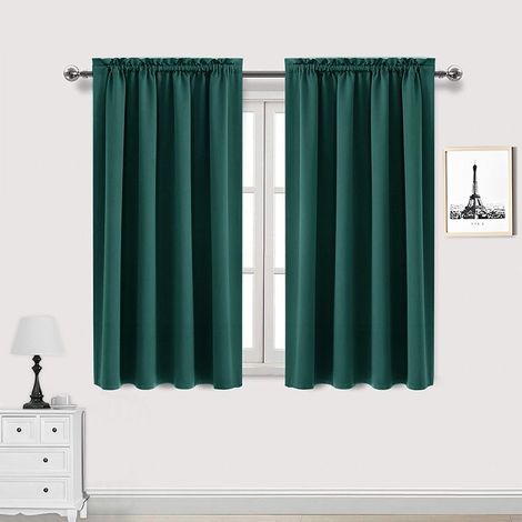 Lot de 2 Rideau Passe Tringle Tenture Opaque Décoration de Petite Fenêtre Chambre Placard/Porte/Cuisine, L96 x H137cm, Beige (1/4)