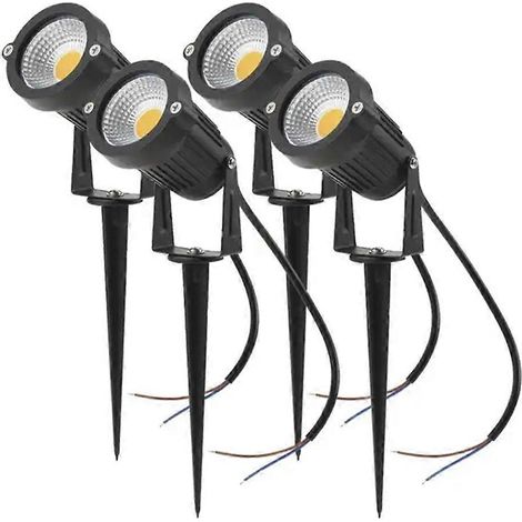 Set mit 4 wasserdichten IP65 LED-Garten- und Rasenleuchten, Außenspießleuchten, weißes Licht (1/5)