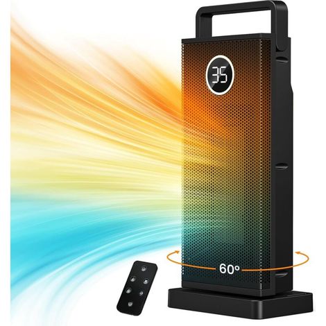 Chauffage d'Appoint 2000W, ECO Radiateur Electrique, 3 Modes, PTC Chauffage Soufflant, LED Tactile, 60° Oscillation, Thermostat et Économie d'Énergie, Minuterie, Cadeaux de Noël d'Hiver