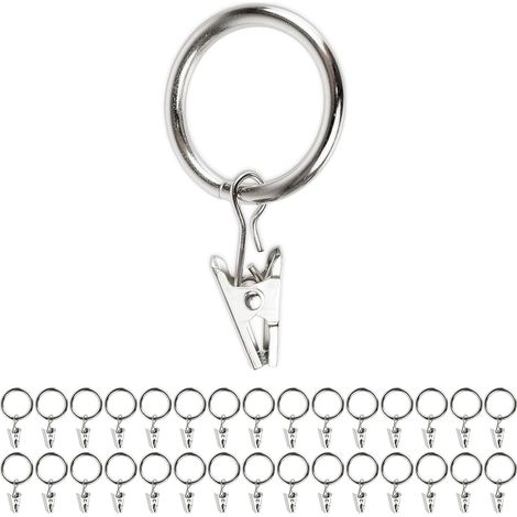 Pinces à rideaux avec anneaux de 25 mm, Lot de 30, en acier inoxydable, Clip Rideau, pince polyvalente pour rideaux avec anneau, metallique