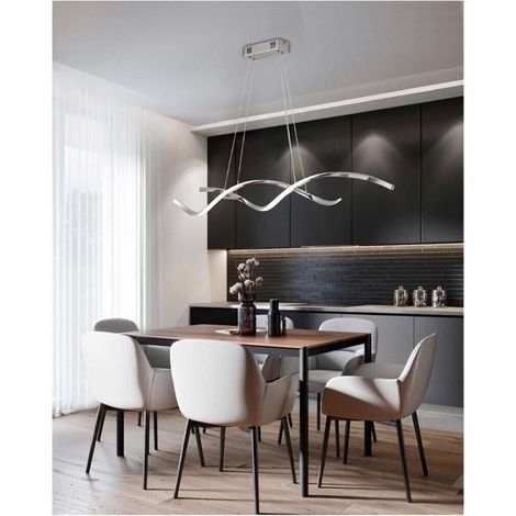 Lampadario Led A Onda Twist 28 Watt Luce Bianca Color Argento Cromato B56af (1/4)