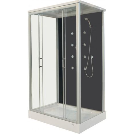 Azura Home Design – Cabine de douche ROXANA 90 x 120 x 215 cm – Verre de sécurité 5 mm – 8 jets de massage – Montage rapide sans silicone