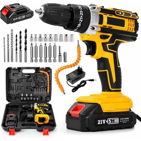 Perceuse sans fil 21 V, visseuse électrique, mandrin sans clé 3/8", embrayage 25+1, lampe de travail intégrée, visseuse électrique (1/5)