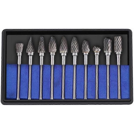 10 forets 3 x 6 en acier tungstène, tête de meulage, lime rotative en carbure, couteau à sculpter, tête de meulage FT (1/5)