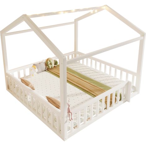 CAIziLit enfant 90x190x2 ou 180x190 cm en pin avec barrières LED,sans matelas (1/5)